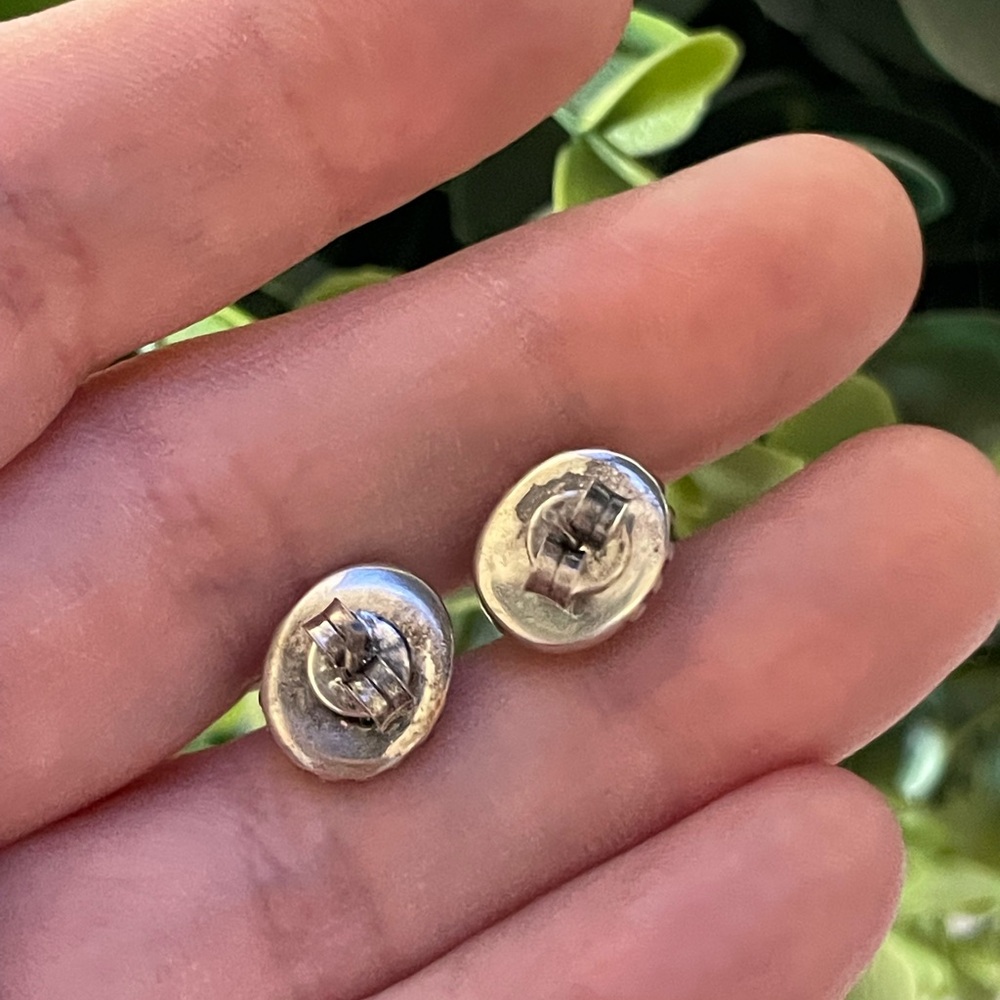 Cabochon Natural Aquamarine 925 Sterling Silver Oval Stud Earrings - Picture 4 of 6